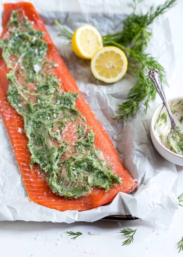 raw salmon whole fillet